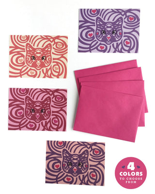 Cat Valentine's card, Cat card, Cat lover card, cat card, heart cat card, cat postcard, modern cat art, cat art prints, gifts for cat lovers