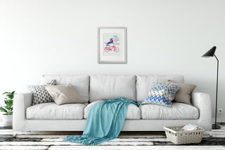 Dachshund on a Bike Art Print
