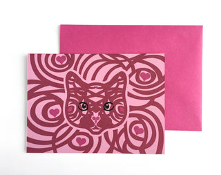 Cute Cat Heart Card