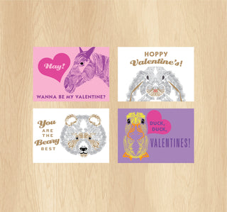 Set of 4 Printable Valentines cards
