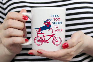 Dachshund "Life's Too Short To Walk" Bicycle Mug