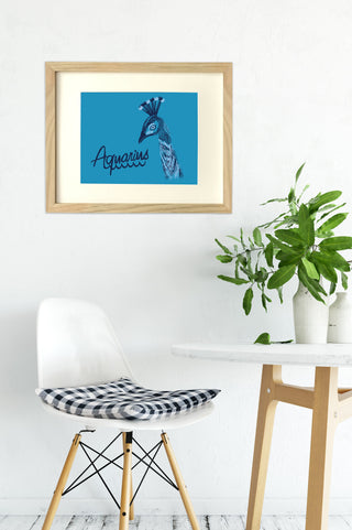 Aquarius Zodiac Peacock Art Print