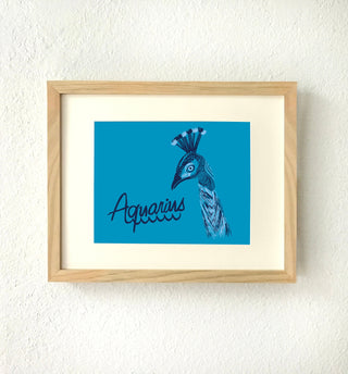 Aquarius Zodiac Peacock Art Print