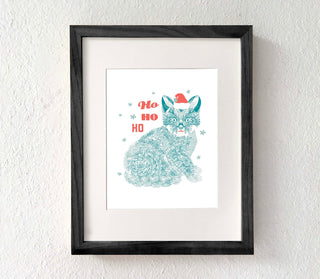 Santa Cat Art Print