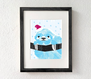 Blue Holiday Sloth Art Print