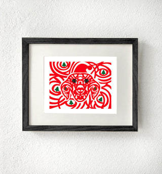 Dog Holiday Tree Art Print