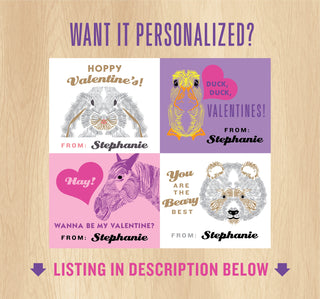 Set of 4 Printable Valentines cards