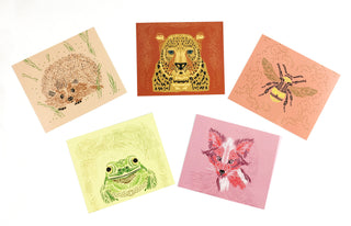 Mini Animal Art Prints with Wooden Easel