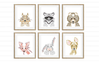 Set of 6 Printable Woodland Animal Nursery Prints