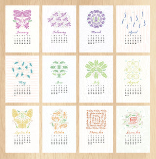 2026 Mini Desk Calendar with Wooden Stand: Illustrated Insects and Colorful Bug Art